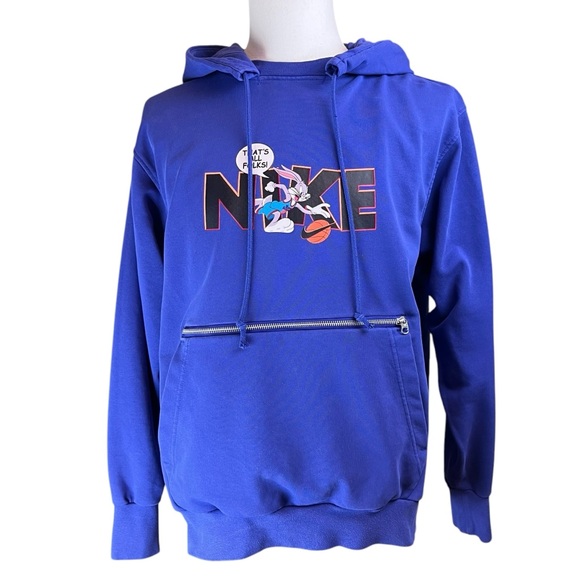 NIKE Laker Purple Space‎ Jam Hoodie Mens Sz L Bugs Bunny Basketball Lebron James - Picture 1 of 13